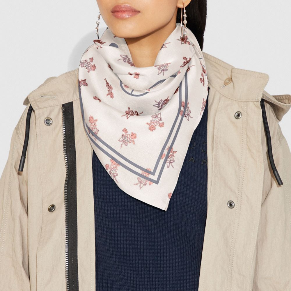 COACH®,Horse And Carriage Silk Square Scarf,,Angle View