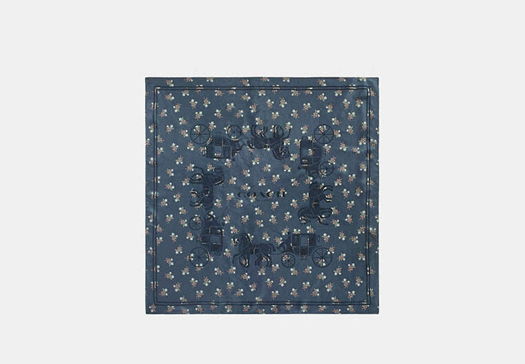 COACH®,HORSE AND CARRIAGE SILK SQUARE SCARF,Mixed Material,Denim,Front View