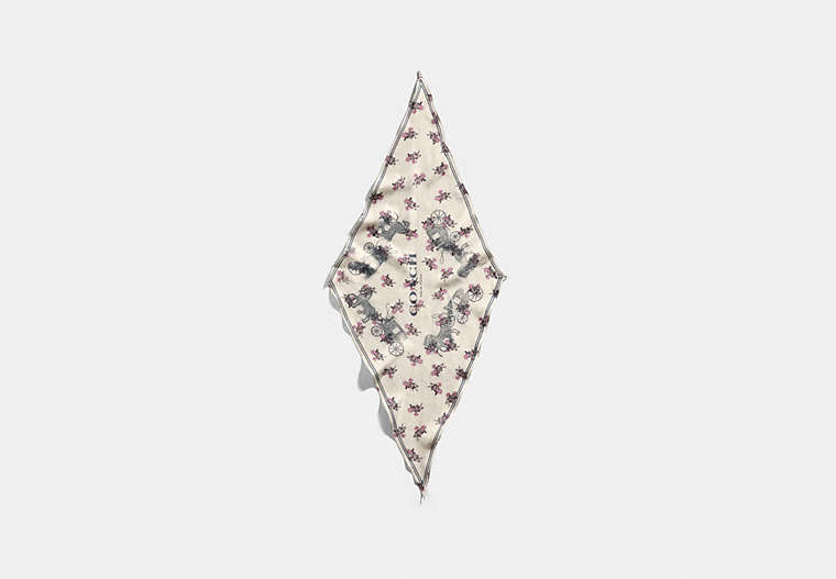 COACH®,HORSE AND CARRIAGE SILK DIAMOND SCARF,Chalk,Front View