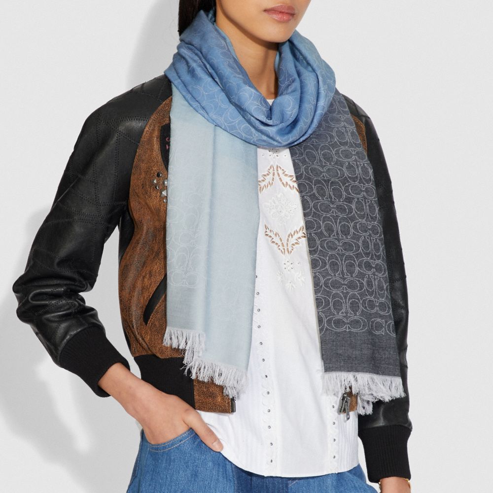 COACH®,Signature Ombre Bicolor Stole,,Angle View