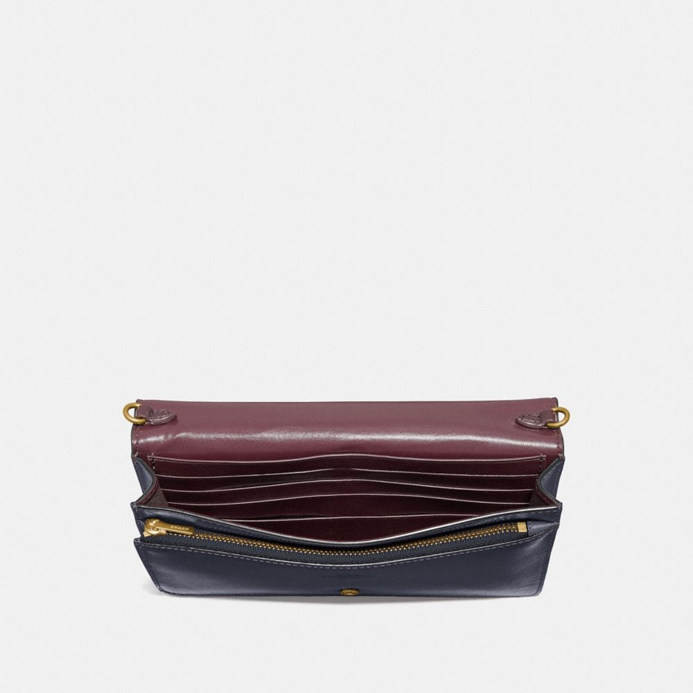 COACH®,HAYDEN FOLDOVER CROSSBODY CLUTCH IN COLORBLOCK SIGNATURE CANVAS,pvc,Mini,Charcoal/Midnight Navy/Gold,Inside View,Top View