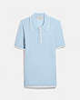 COACH®,POLO SWEATER,Mixed Material,POWDER BLUE,Front View