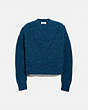 COACH®,OPEN KNIT SWEATER,Mixed Material,NAVY,Front View