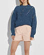 COACH®,OPEN KNIT SWEATER,Mixed Material,NAVY,Scale View