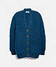 COACH®,OPEN KNIT CARDIGAN,Mixed Material,NAVY,Front View
