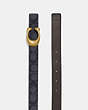 COACH®,C HARDWARE REVERSIBLE BELT, 25MM,pvc,Brass/Charcoal/Midnight Navy,Angle View