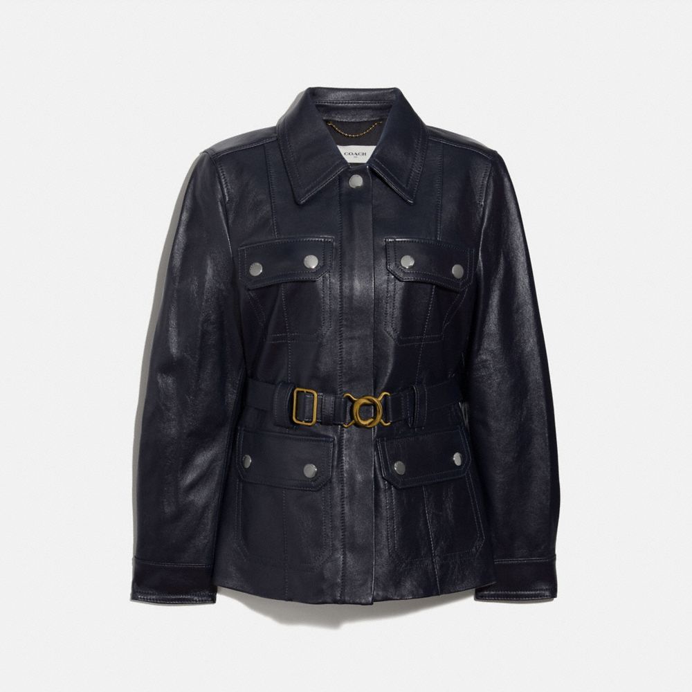 COACH Leather Belted Heritage Jacket