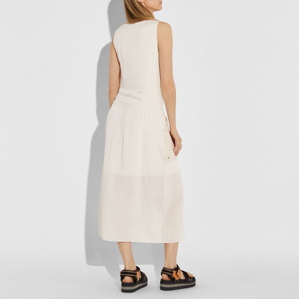 COACH®,Silk Stripe Long Dress With Snap Pockets,,Scale View
