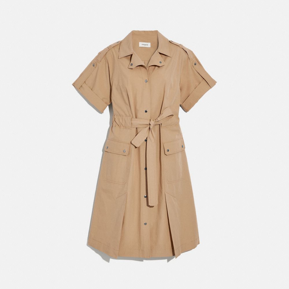 COACH®: Cotton Tie Waist Shirt Dress