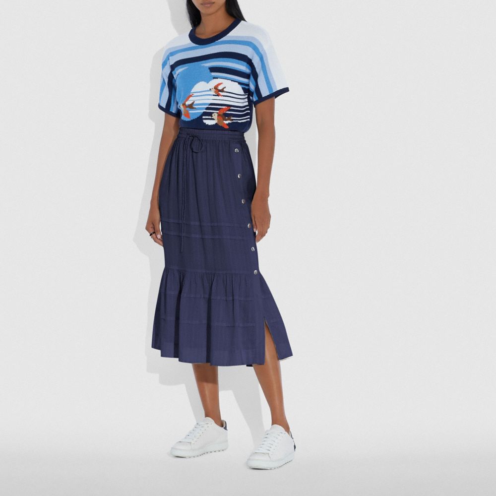 COACH®,Stripe Tiered Skirt,,Scale View