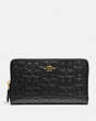 COACH®,CONTINENTAL WALLET IN SIGNATURE LEATHER,Leather,Gold/Black,Front View