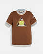 COACH®,BIG APPLE CAMP CONTRAST BINDING T-SHIRT,cotton,VINTAGE BROWN,Front View