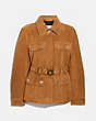 COACH®,SUEDE BELTED HERITAGE JACKET,Leather,Penny,Front View