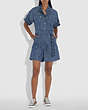 COACH®,BELTED ROMPER,Denim,CHAMBRAY,Scale View