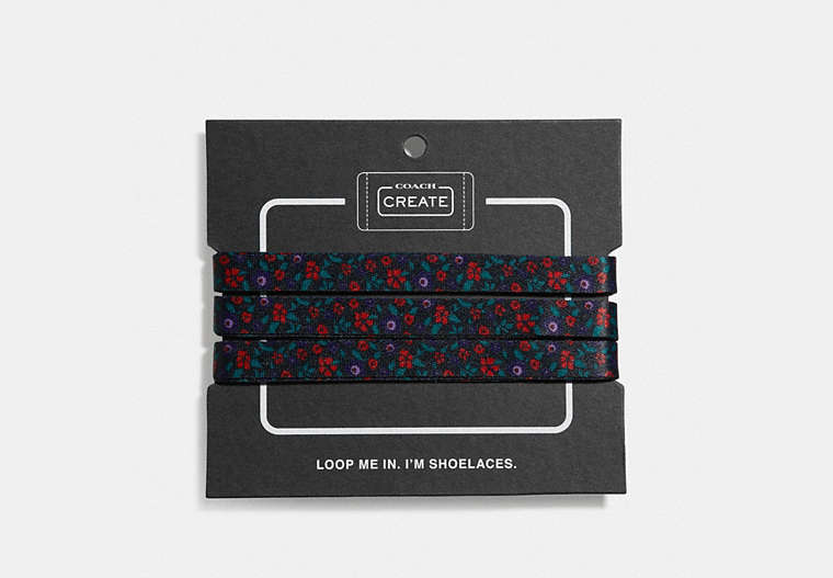 COACH®,FLORAL PRINT SHOE LACES,Knit,RED/BLACK,Front View