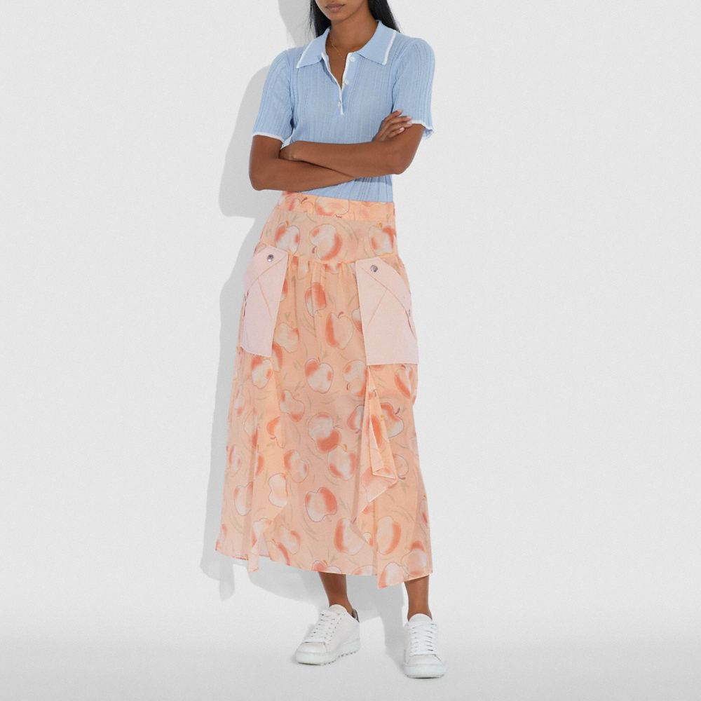COACH®,Long Draped Skirt With Pockets,,Scale View