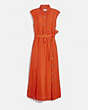 COACH®,LONG SHIRT DRESS WITH SIDE SLIT,twill,TANGERINE,Front View
