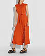 COACH®,LONG SHIRT DRESS WITH SIDE SLIT,twill,TANGERINE,Scale View