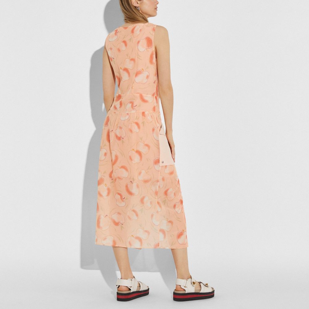 COACH®,Apple Print Long Dress With Snap Pockets,,Scale View