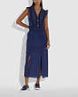 COACH®,BRODERIE ANGLAISE MAXI DRESS,cotton,NAVY,Scale View