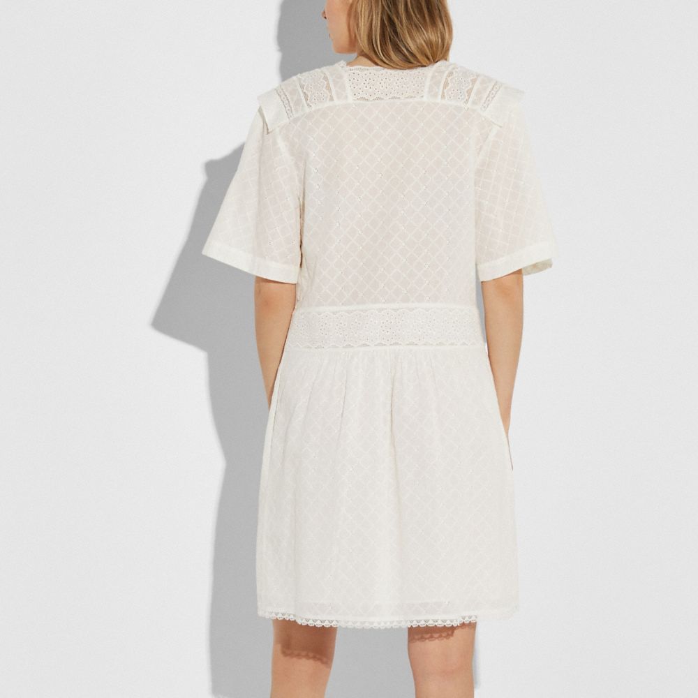 COACH®,BRODERIE ANGLAISE MINI DRESS,cotton,Cream,Scale View