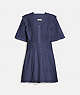 COACH®,BRODERIE ANGLAISE MINI DRESS,cotton,NAVY,Front View