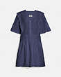 COACH®,BRODERIE ANGLAISE MINI DRESS,cotton,NAVY,Front View