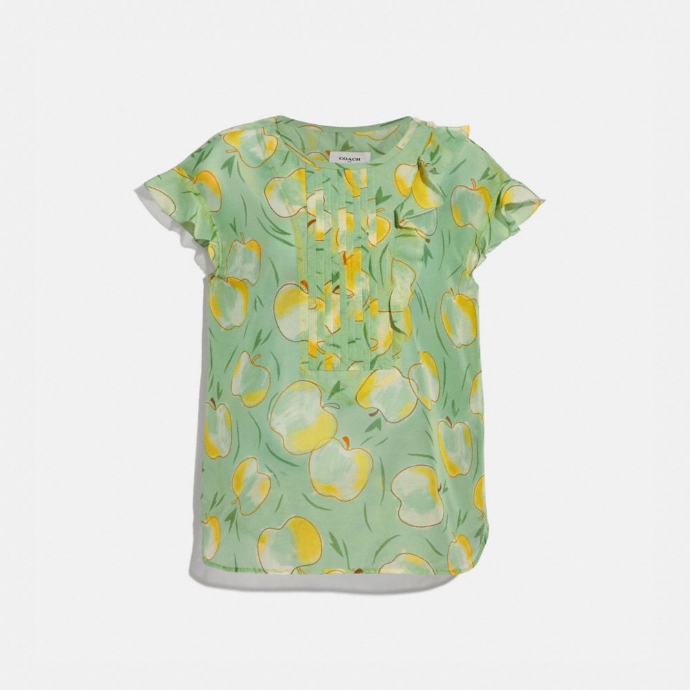 Apple Print Ruffle Blouse