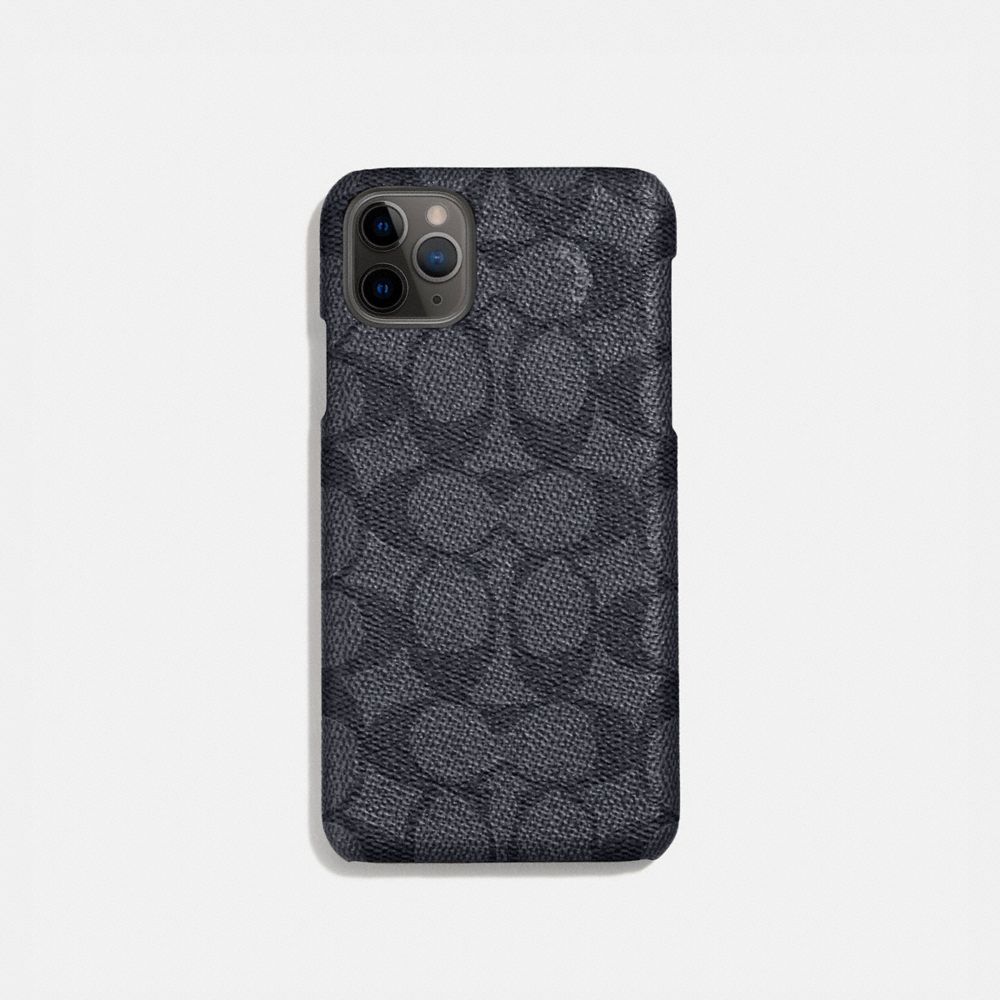 COACH®,COQUE POUR IPHONE 11 PRO EN TOILE SIGNATURE,toile enduite,Anthracite,Front View