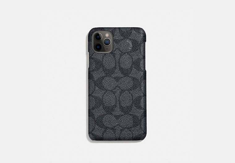 COACH®,IPHONE 11 PRO CASE IN SIGNATURE CANVAS,Coated Canvas,Charcoal,Front View