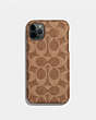 COACH®,IPHONE 11 PRO CASE IN SIGNATURE CANVAS,Coated Canvas,Tan,Front View