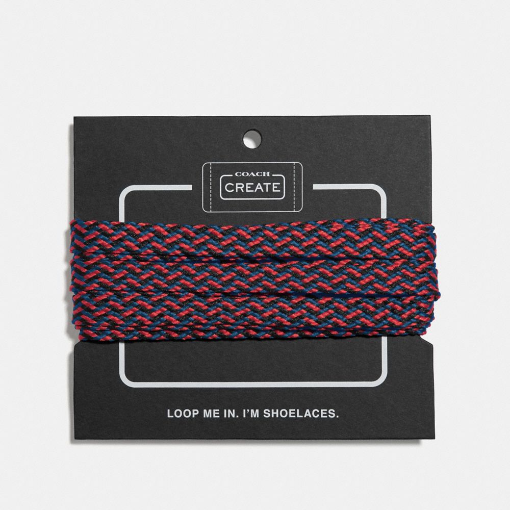 COACH®,MULTI WOVEN SHOE LACES,Black/1941 Red/Denim,Front View image number 0