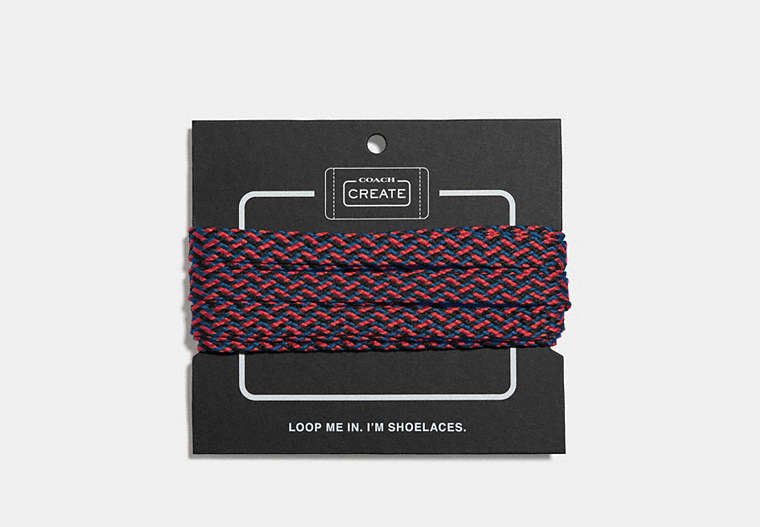 COACH®,MULTI WOVEN SHOE LACES,Knit,Black/1941 Red/Denim,Front View image number 0