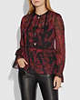 COACH®,FOREST FLORAL PRINT TEA ROSE BLOUSE,Mixed Material,DARK RED,Scale View