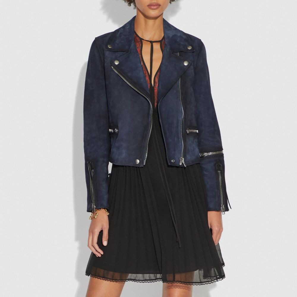 Burnished Suede Moto Jacket