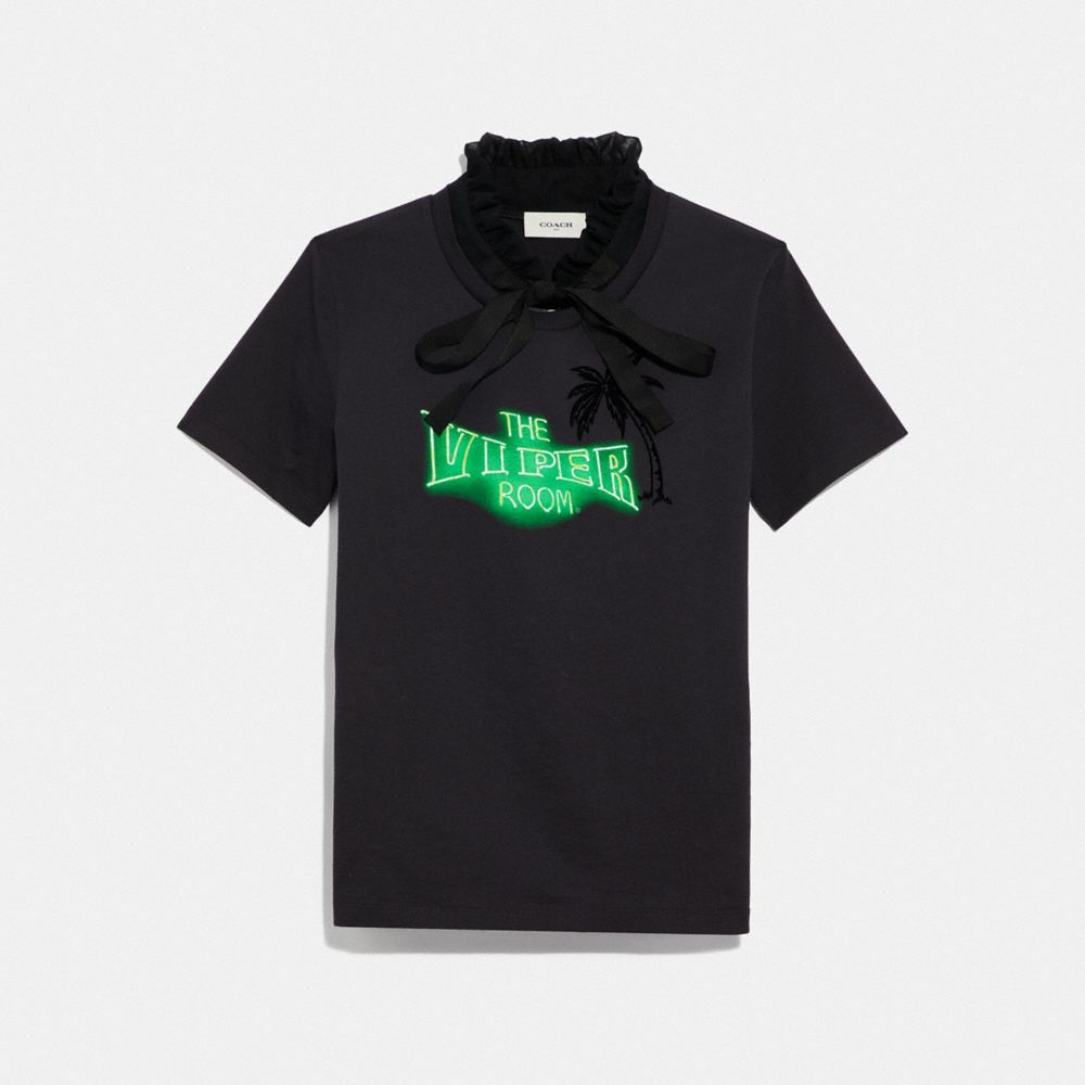 COACH®: Viper Room Neon T Shirt With Ruffled Collar