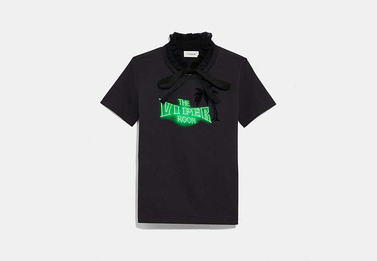 Viper Room Neon T Shirt With Ruffled Collar