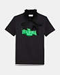 COACH®,VIPER ROOM NEON T-SHIRT WITH RUFFLED COLLAR,cotton,Dark Shadow,Front View