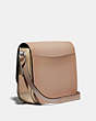 COACH®,HUTTON SADDLE BAG IN COLORBLOCK,Smooth Leather,Medium,Light Antique Nickel/Taupe Multi,Angle View