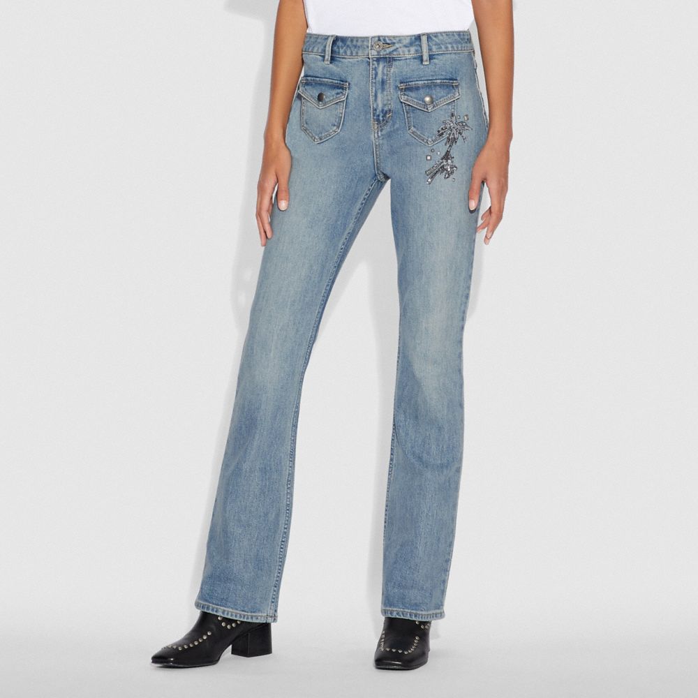 Embellished Denim Pants