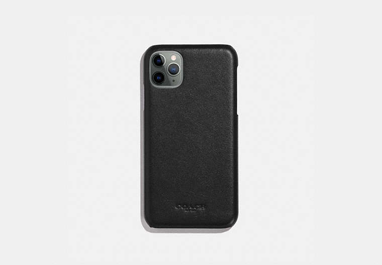 COACH®,IPHONE 11 PRO CASE,Leather,Black,Front View