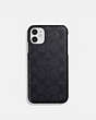 COACH®,IPHONE 11 CASE IN SIGNATURE CANVAS,pvc,Charcoal,Front View