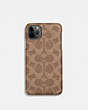 COACH®,IPHONE 11 PRO MAX CASE IN SIGNATURE CANVAS,pvc,Tan,Front View