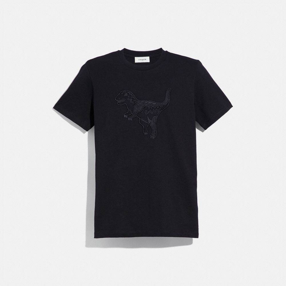 COACH®,EMBROIDERED REXY T-SHIRT,n/a,Black,Front View image number 0