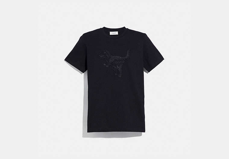 COACH®,EMBROIDERED REXY T-SHIRT,n/a,Black,Front View