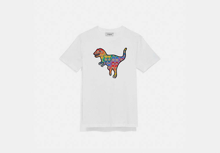 COACH®,RAINBOW SIGNATURE REXY T-SHIRT,cotton,Multi,Front View image number 0