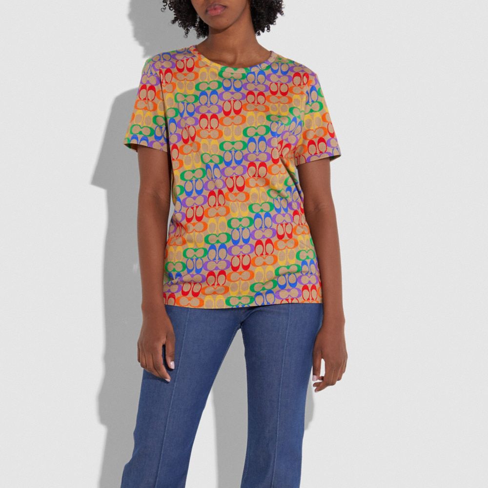 COACH®,Rainbow Signature T Shirt,,Scale View
