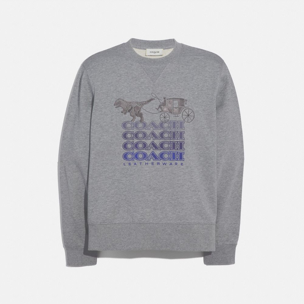 COACH®,SHADOW REXY AND CARRIAGE SWEATSHIRT,n/a,HEATHER GREY,Front View