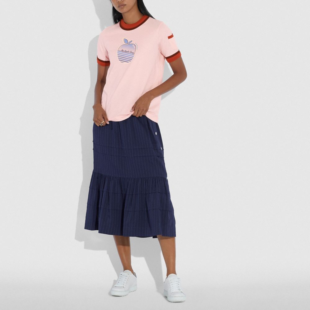COACH®,Apple Graphic Double Binding T Shirt,,Scale View