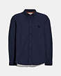 COACH®,SOLID REXY PATCH SHIRT,Mixed Material,NAVY,Front View